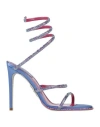 René Caovilla Rene' Caovilla Woman Sandals Azure Size 8 Textile Fibers In Blue