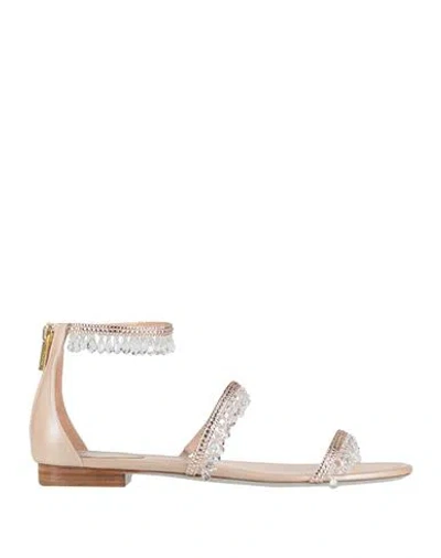 René Caovilla Rene' Caovilla Woman Sandals Beige Size 6 Textile Fibers In Neutral