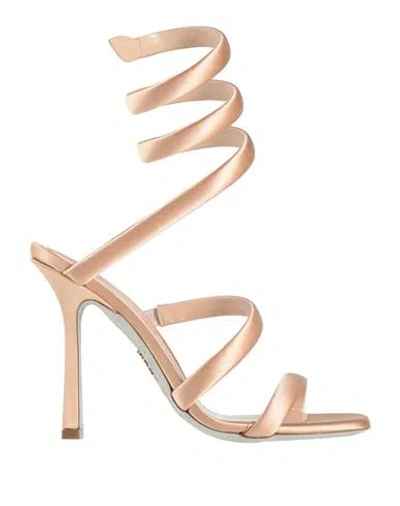 René Caovilla Rene' Caovilla Woman Sandals Beige Size 7 Textile Fibers