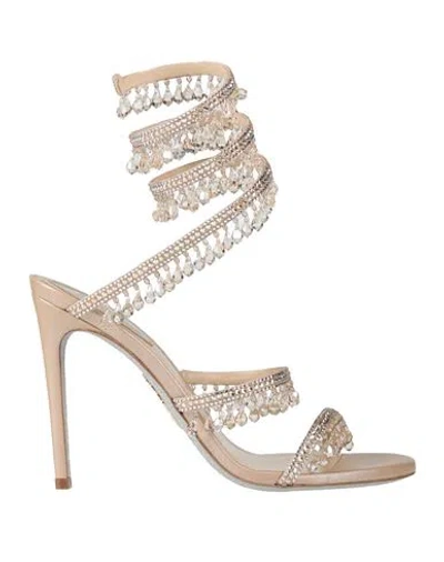 René Caovilla Rene' Caovilla Woman Sandals Beige Size 7 Textile Fibers