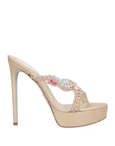 René Caovilla Rene' Caovilla Woman Sandals Beige Size 8 Lambskin In Neutral