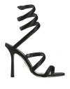 René Caovilla Snake-wrap Satin Stiletto Sandals In Black