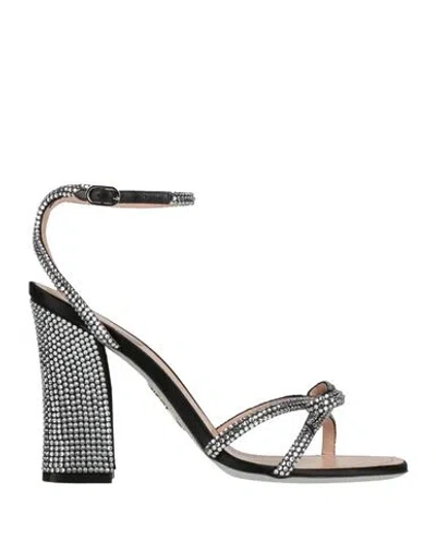 René Caovilla Rene' Caovilla Woman Sandals Black Size 7 Textile Fibers In Animal Print