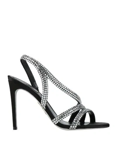 RENÉ CAOVILLA RENE' CAOVILLA WOMAN SANDALS BLACK SIZE 8 LEATHER