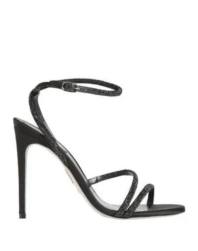 René Caovilla Open-toe Crystal-embellished Sandals In Black