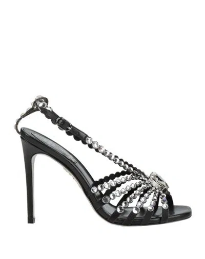 René Caovilla Rene' Caovilla Woman Sandals Black Size 8 Textile Fibers, Leather