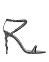 René Caovilla Rene' Caovilla Woman Sandals Black Size 9 Leather, Textile Fibers In Blue