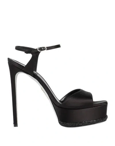 René Caovilla Rene' Caovilla Woman Sandals Black Size 9 Textile Fibers In Black