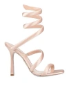 René Caovilla Snake-wrap Satin Stiletto Sandals In Pink
