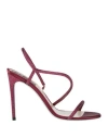 René Caovilla Rene' Caovilla Woman Sandals Burgundy Size 9 Textile Fibers In Red