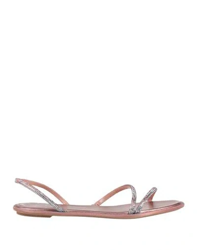 René Caovilla Rene' Caovilla Woman Sandals Copper Size 9 Textile Fibers In Orange