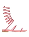 René Caovilla Rene' Caovilla Woman Sandals Coral Size 9 Leather, Textile Fibers In Red