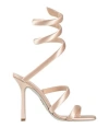 René Caovilla Snake-wrap Satin Stiletto Sandals In White
