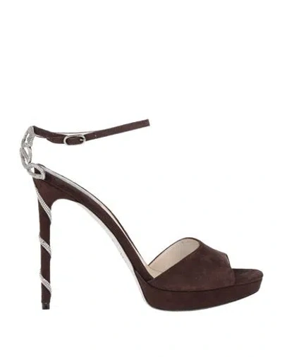 René Caovilla Rene' Caovilla Woman Sandals Dark Brown Size 9 Leather