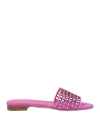 René Caovilla Rene' Caovilla Woman Sandals Fuchsia Size 8 Leather In Pink