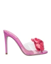 René Caovilla Rene' Caovilla Woman Sandals Fuchsia Size 8 Leather, Plastic In Pink