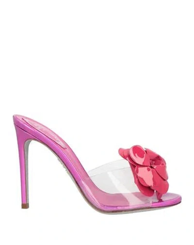 René Caovilla Rene' Caovilla Woman Sandals Fuchsia Size 8 Leather, Plastic In Pink