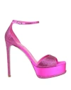 René Caovilla Rene' Caovilla Woman Sandals Fuchsia Size 9 Textile Fibers In Pink