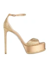 René Caovilla Rene' Caovilla Woman Sandals Gold Size 10 Textile Fibers