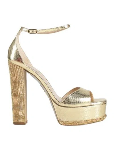 René Caovilla Rene' Caovilla Woman Sandals Gold Size 8 Leather