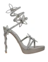 René Caovilla Rene' Caovilla Woman Sandals Grey Size 8 Textile Fibers In Gray