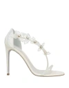 René Caovilla Rene' Caovilla Woman Sandals Ivory Size 11 Textile Fibers In White