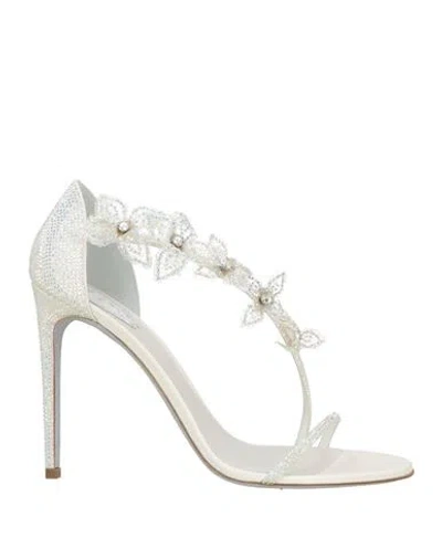 René Caovilla Rene' Caovilla Woman Sandals Ivory Size 11 Textile Fibers