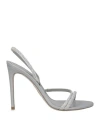 René Caovilla Rene' Caovilla Woman Sandals Lead Size 7.5 Textile Fibers In Grey