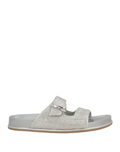 René Caovilla Rene' Caovilla Woman Sandals Light Grey Size 11 Textile Fibers In Gray