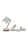 René Caovilla Rene' Caovilla Woman Sandals Light Grey Size 7 Textile Fibers In Gray
