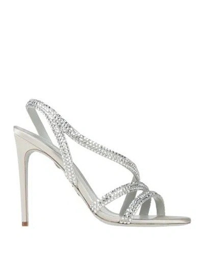 RENÉ CAOVILLA RENE' CAOVILLA WOMAN SANDALS LIGHT GREY SIZE 8 TEXTILE FIBERS