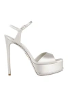 René Caovilla 130mm Satin High Heel Sandals In Silver