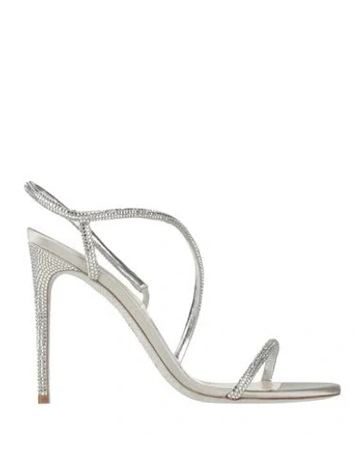René Caovilla Rene' Caovilla Woman Sandals Light Grey Size 9 Textile Fibers In Grey
