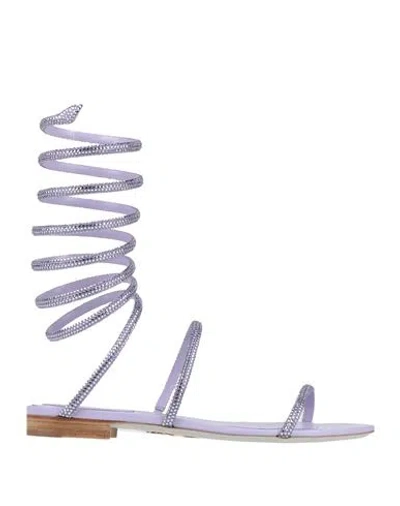 René Caovilla 10mm Embellished Satin Sandals In Lilac