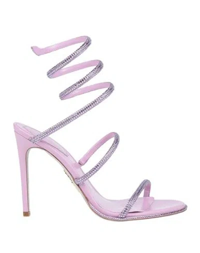 René Caovilla Rene' Caovilla Woman Sandals Lilac Size 7 Textile Fibers In Purple