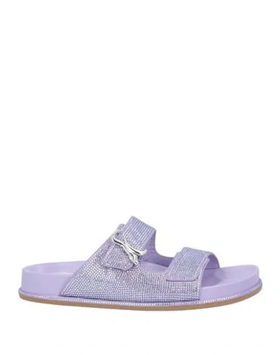 René Caovilla Rene' Caovilla Woman Sandals Lilac Size 8 Textile Fibers In Purple