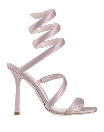 René Caovilla Rene' Caovilla Woman Sandals Lilac Size 8 Textile Fibers In Purple