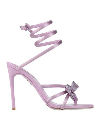 René Caovilla Rene' Caovilla Woman Sandals Lilac Size 8 Textile Fibers In Purple