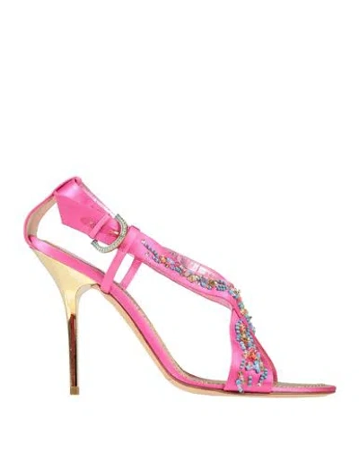 René Caovilla Rene' Caovilla Woman Sandals Magenta Size 10 Textile Fibers