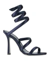 René Caovilla Rene' Caovilla Woman Sandals Midnight Blue Size 8 Textile Fibers In Blue