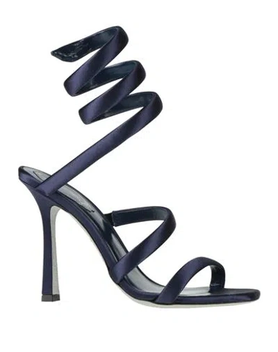 René Caovilla Rene' Caovilla Woman Sandals Midnight Blue Size 8 Textile Fibers