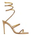 René Caovilla Rene' Caovilla Woman Sandals Mustard Size 7.5 Textile Fibers In Yellow