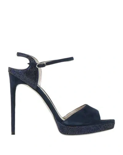 René Caovilla Rene' Caovilla Woman Sandals Navy Size 11 Leather