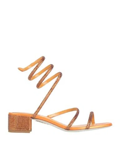 René Caovilla Rene' Caovilla Woman Sandals Orange Size 7 Textile Fibers