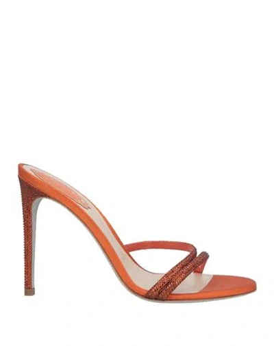 René Caovilla Rene' Caovilla Woman Sandals Orange Size 9 Textile Fibers In Orange