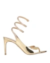 René Caovilla Rene' Caovilla Woman Sandals Platinum Size 8 Calfskin In Gold