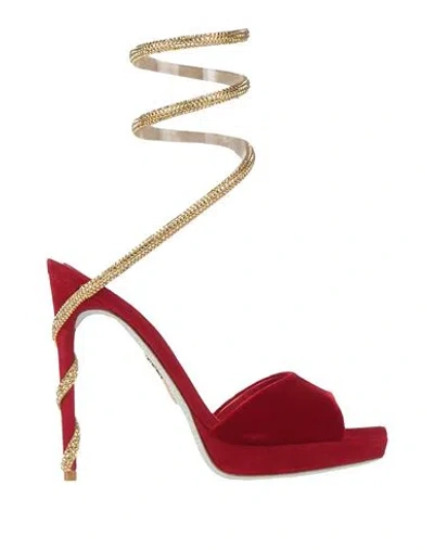 René Caovilla 90mm Snake-strap Sandals In Red