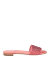 René Caovilla Rene' Caovilla Woman Sandals Salmon Pink Size 7.5 Textile Fibers