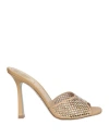 René Caovilla Rene' Caovilla Woman Sandals Sand Size 10 Textile Fibers In Beige