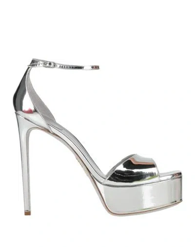 René Caovilla Rene' Caovilla Woman Sandals Silver Size 11 Leather